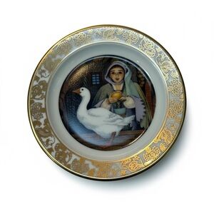 Franklin Porcelain Best Loved Fairy Tales miniature plate Goose Laid Golden Eggs
